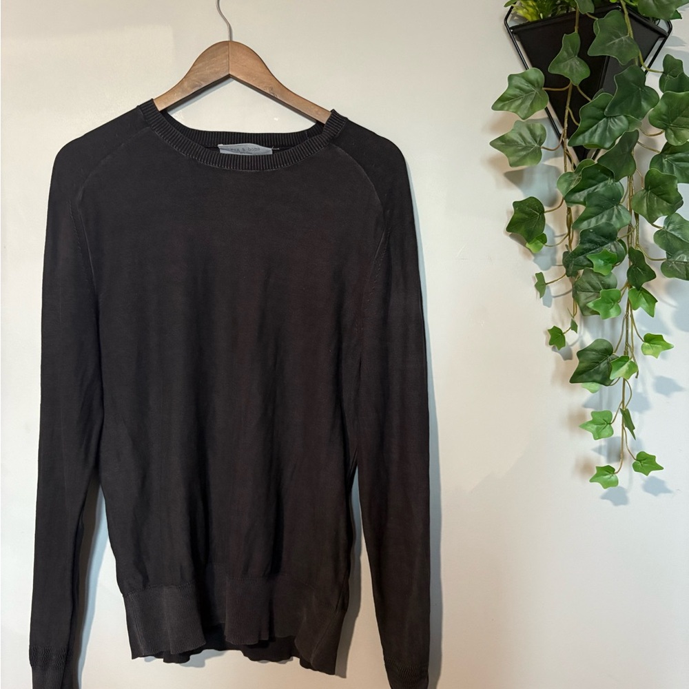 rag & bone Black Crewneck Sweater